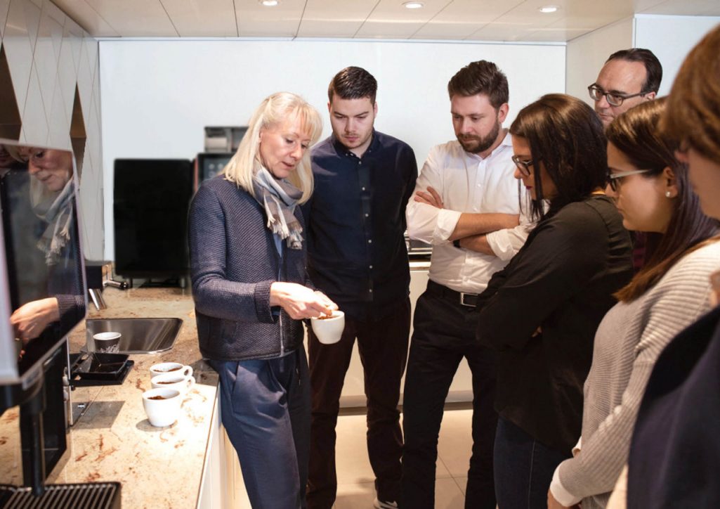 Franke Coffee Systems group of people attending a training about coffee 