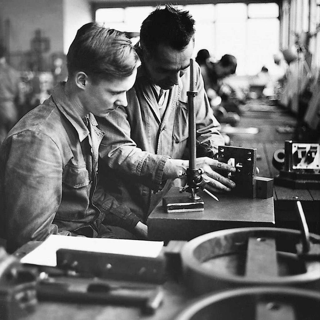 A Franke apprentice at work, with foreman