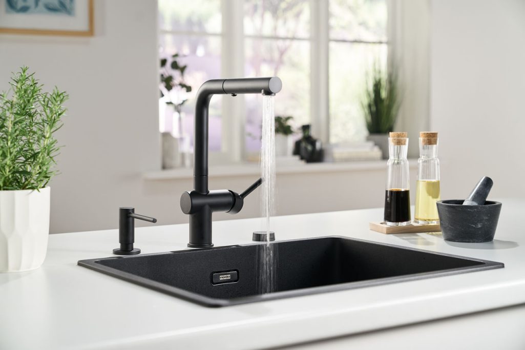 Tap with sink in grey
