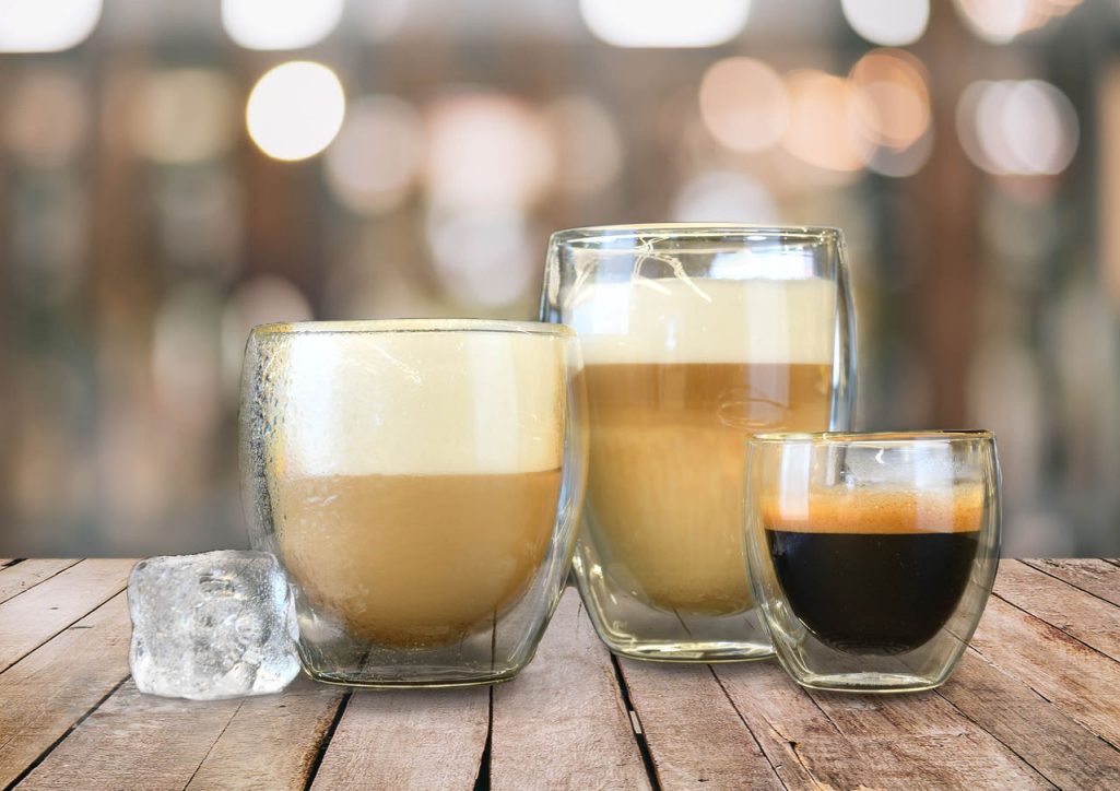 Franke Coffee Systems, coffee in glass, espresso doppio, latte macchiato, cappuccino