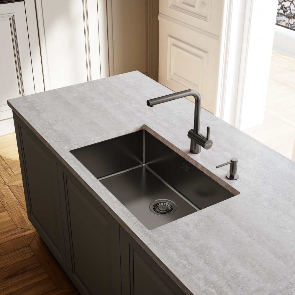 Miscelatore cucina ATLAS NEO CANNA GIREVOLE ANTRACITE - Acciaio