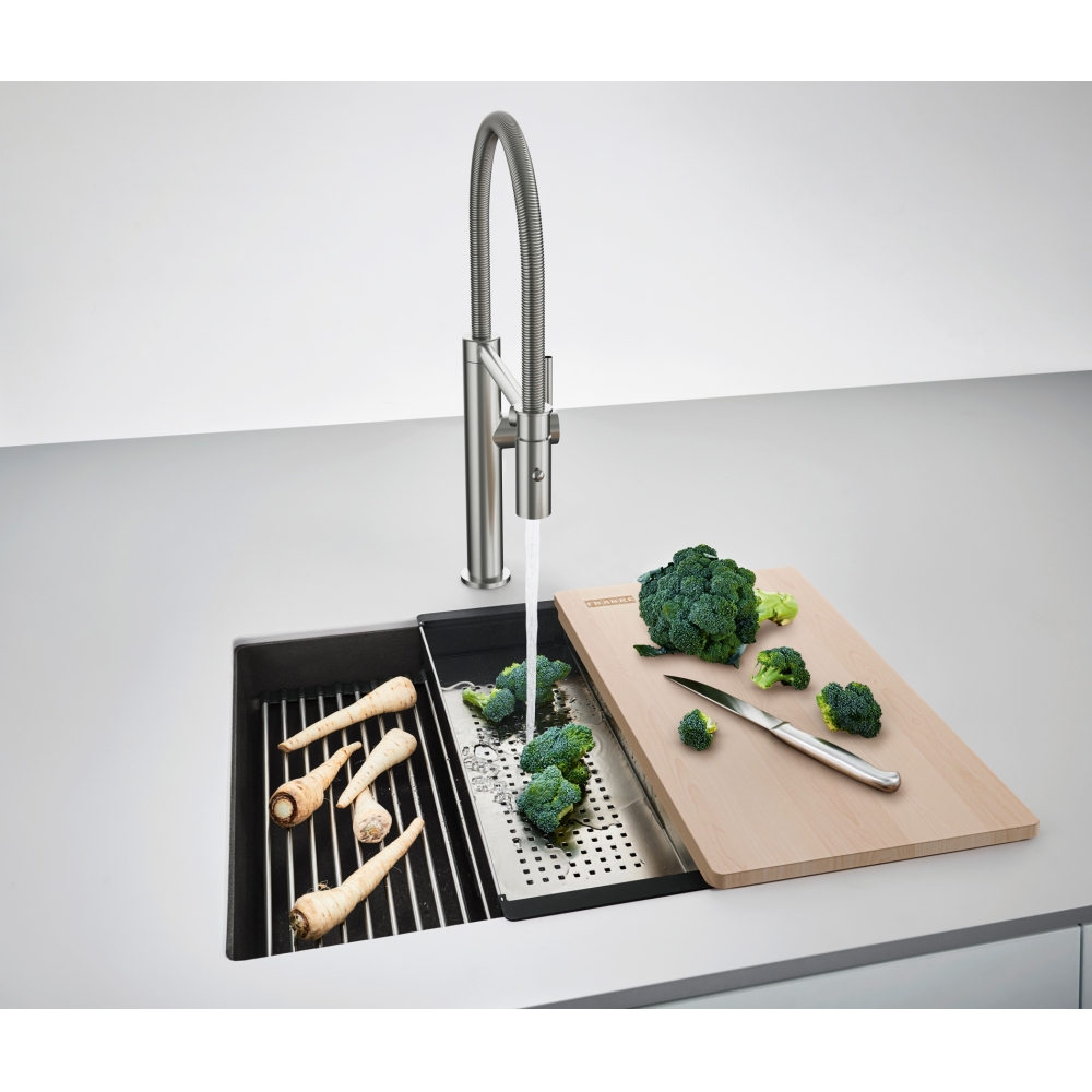 Franke Kanon KNG PRO 110-52 z deską drewnianą i wkładką ociekową