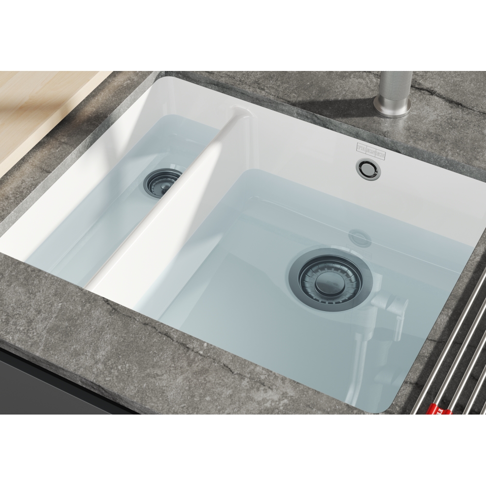 Kitchen Sink Kubus KXK 160-37-12 White Ceramic