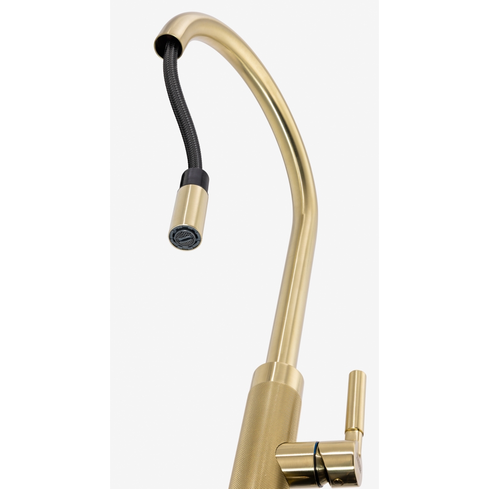 Kitchen Tap Tessuto Pull-Down Nozzle Brushed Gold - Brass