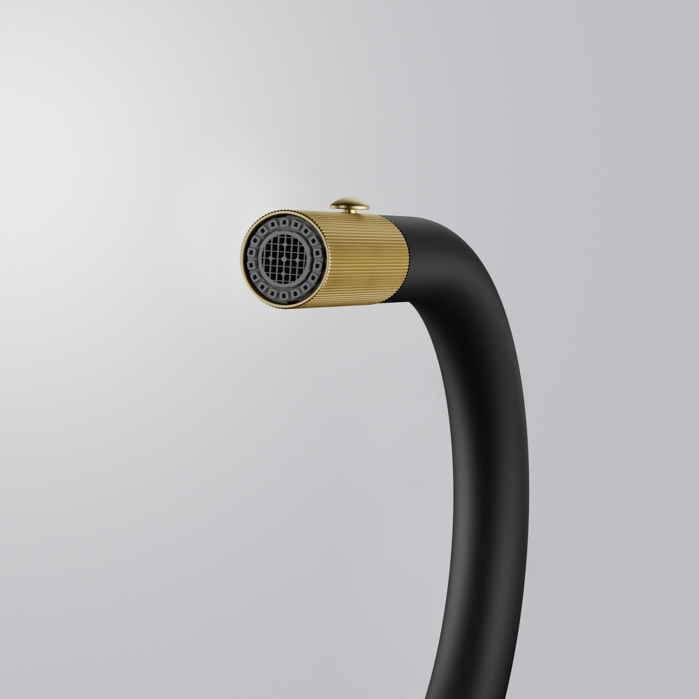 Kitchen Tap Maris Stripes J Pull Down MattBlack/Gold - Brass