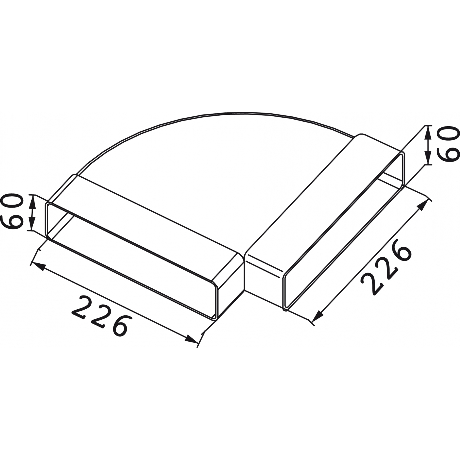 CODO RECT A RECT 90 220 X 55 MM