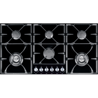 FIG906B1L 98.5cm Black Glass Gas Cooktop