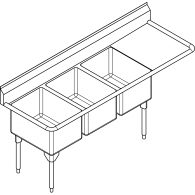 RTL2472R-1 Restaurant 16ga, right dboard