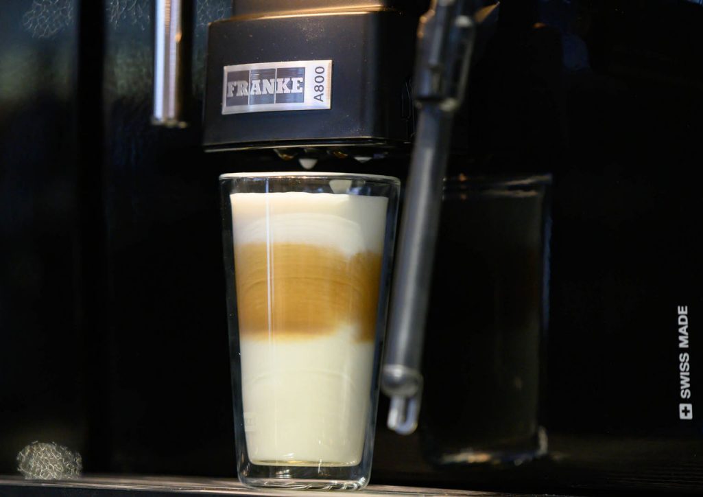 Franke Coffee Systems, fully automatic coffee machine A800, latte macchiato, first shot