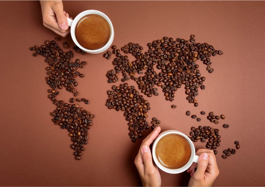 Franke Coffee Systems, world map with coffee beans, partner finder